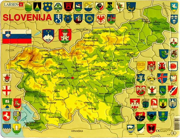 Larsen puzzle - ZEMLJEVID SLOVENIJE IN GRBI OBČIN