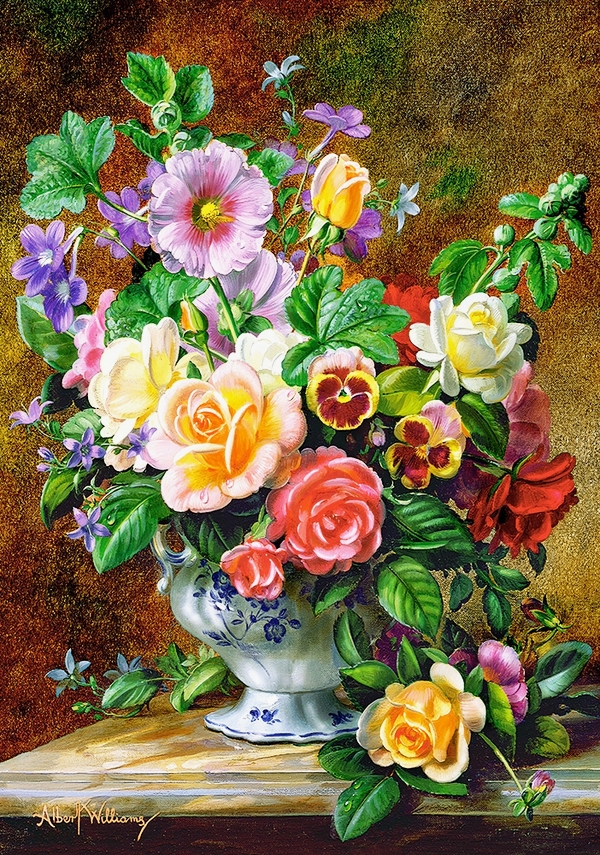 Tihožitje  " Cvetlice v keramični vazi "